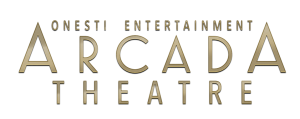 A black background with gold letters that say " arcadia theater ".