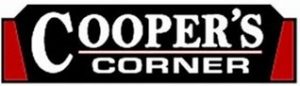 A black and white logo of cooper 's corner.