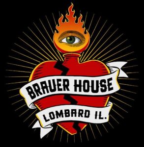 A red heart with an eye on it and the words brauer house in front of it.