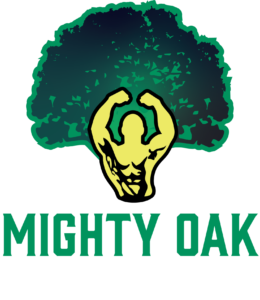 A logo of the mighty oak athletic team.