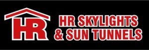 A black and red banner with the words " hr skyway & sun tours ".